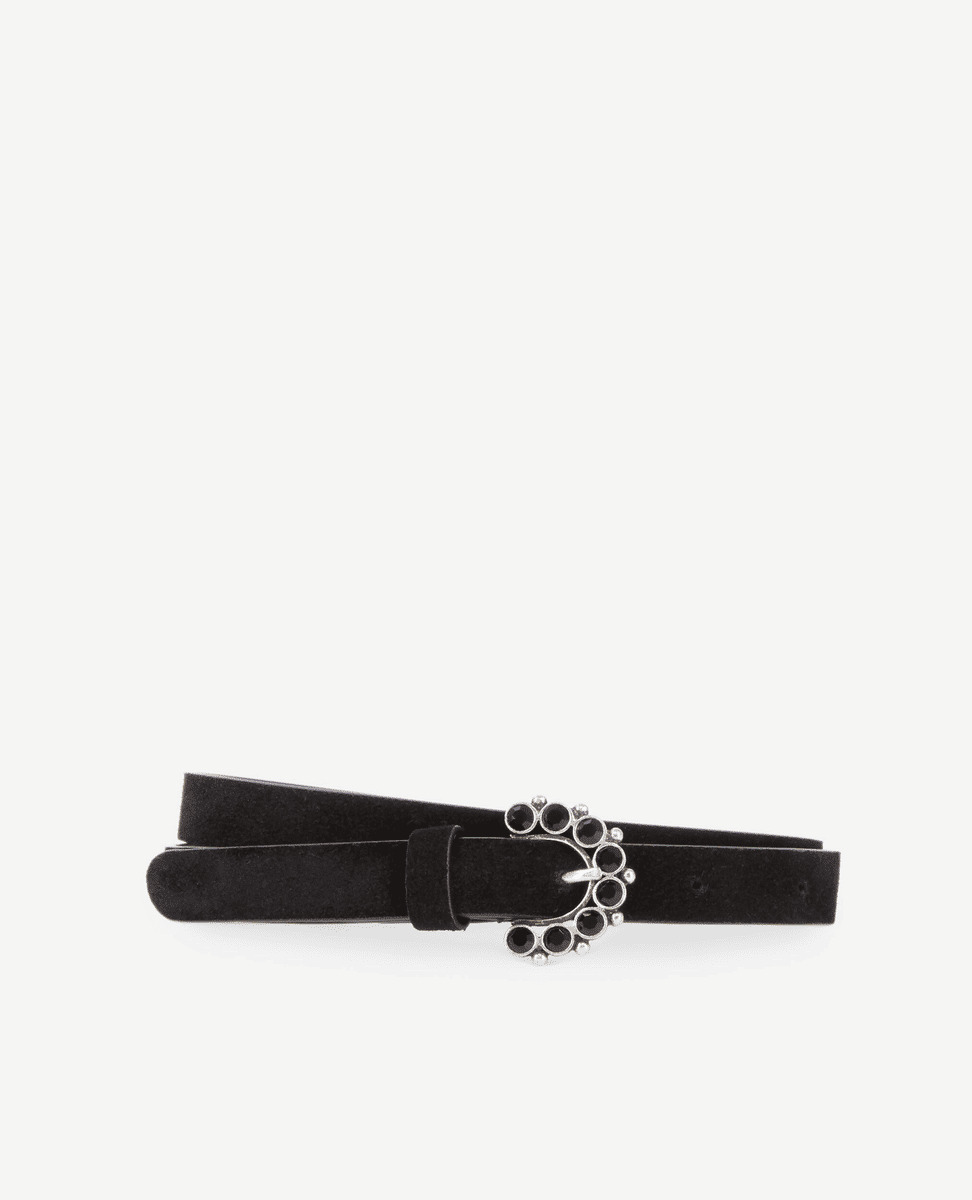 Ceinture En Cuir Noir Avec Boucle À Strass