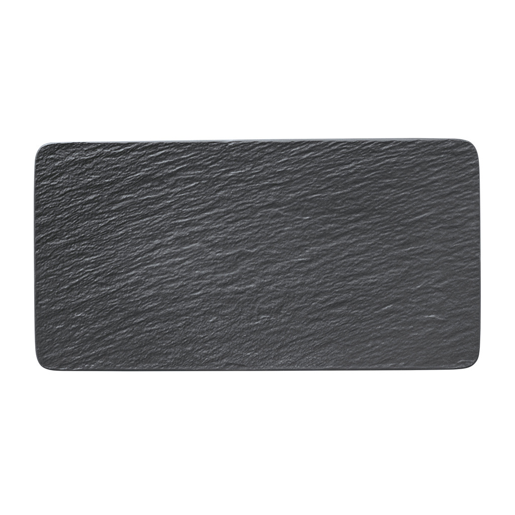 Manufacture Rock - Plat de service rectangulaire, noir, en porcelaine haut de gamme