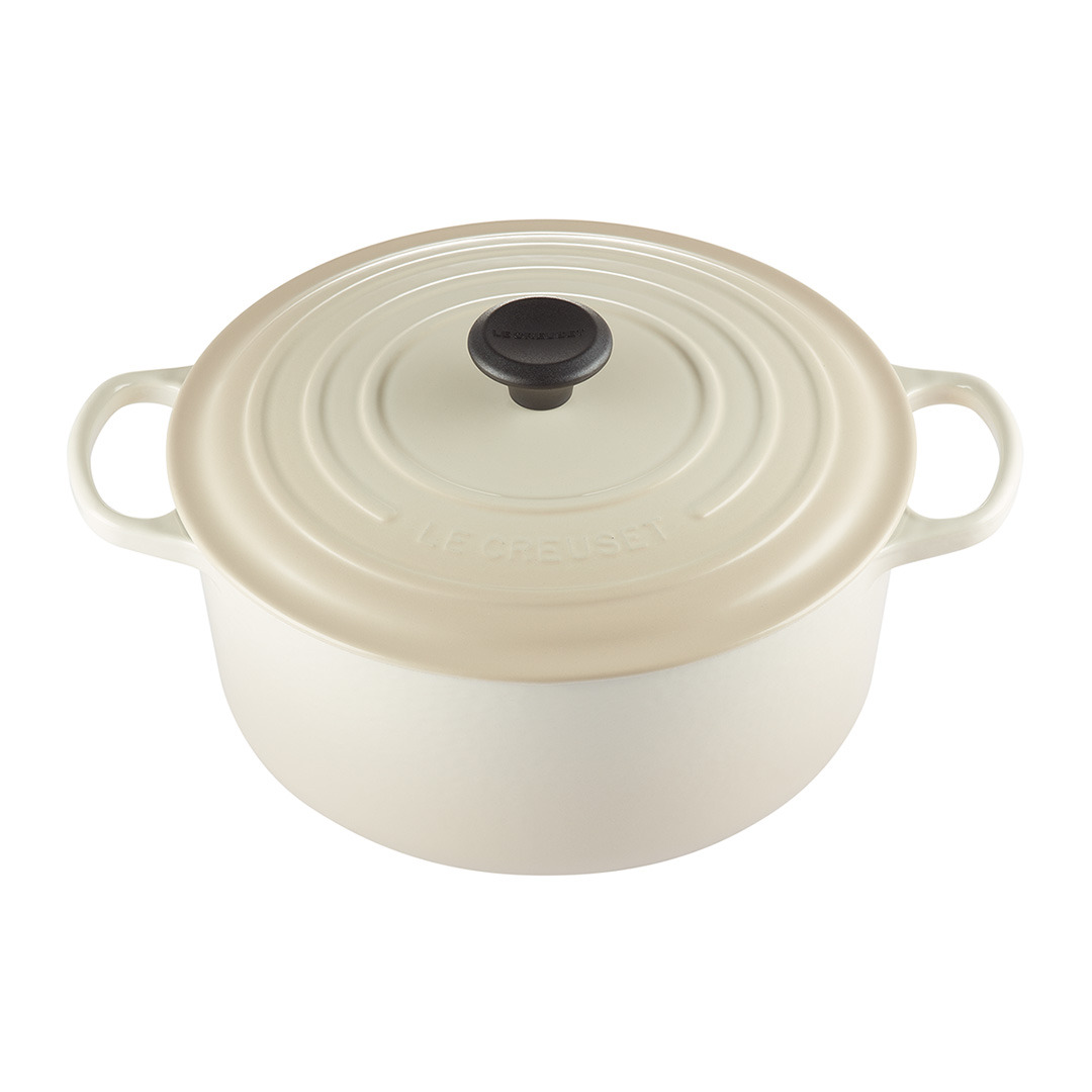 Cocotte ronde 26cm en fonte émaillée meringue