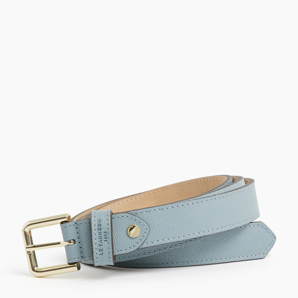 Ceinture femme avec boucle carrée en cuir caviar