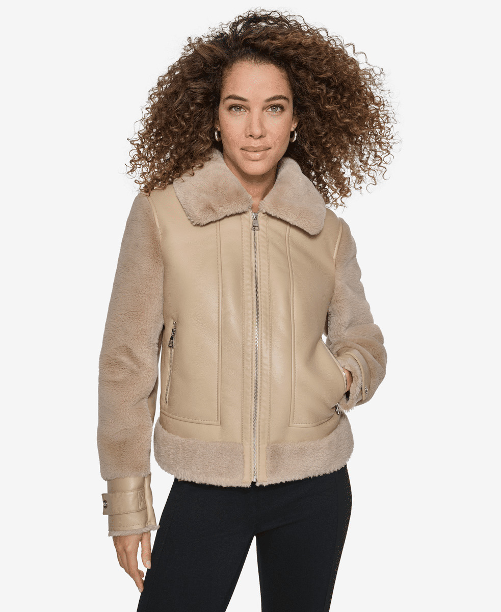 ZIP FRONT FAUX SHERPA