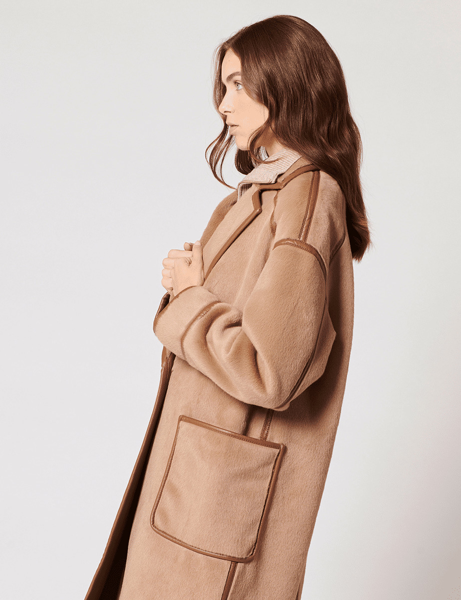 Manteau Monranda-Manteau long en fausse fourrure camel