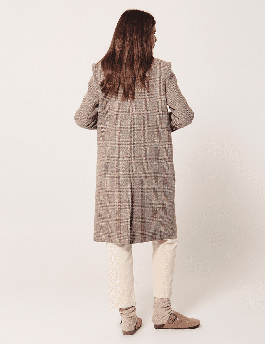 Manteau Marc-Manteau long à carreaux beige