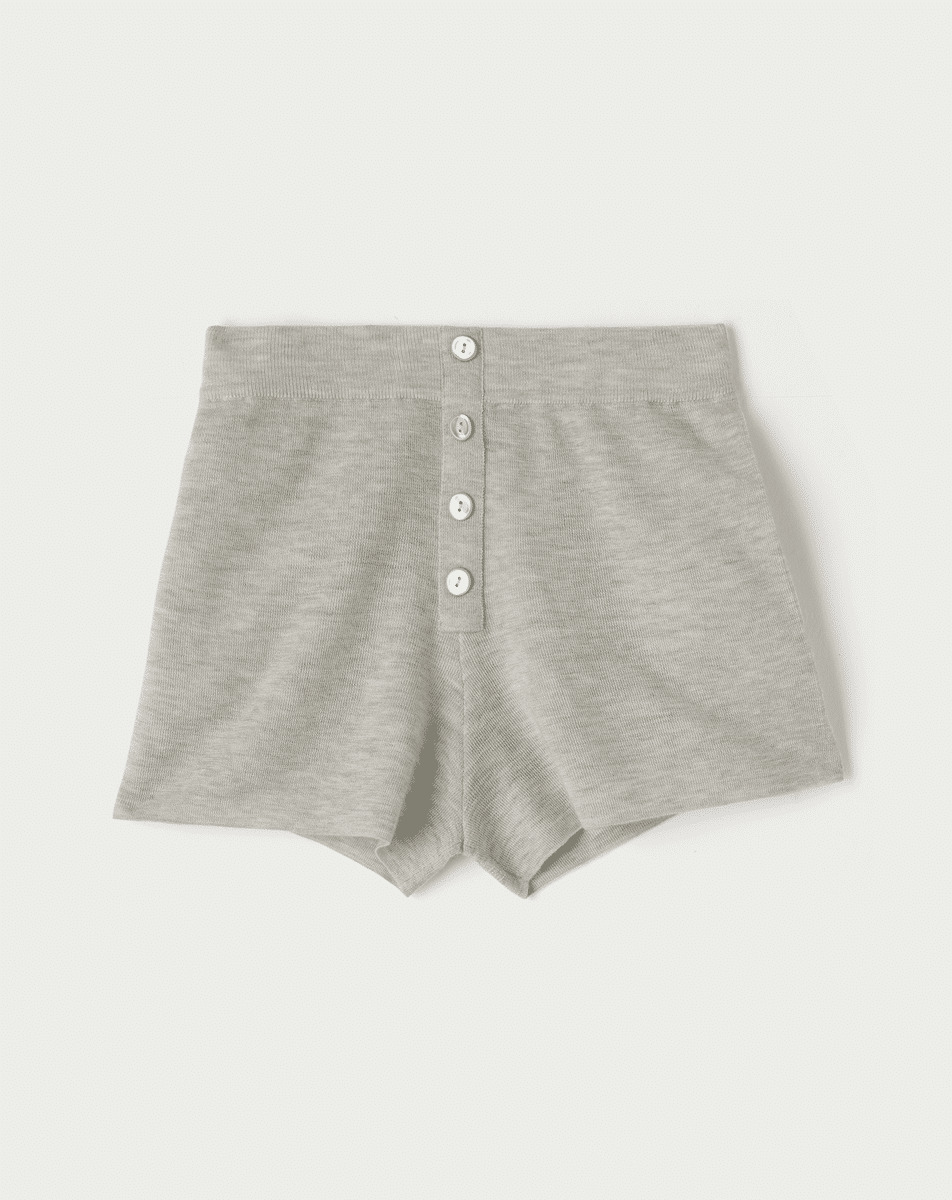 Shorty ultrafin boutonnière trompe-l'œil - Femme - GRIS ARMOISE