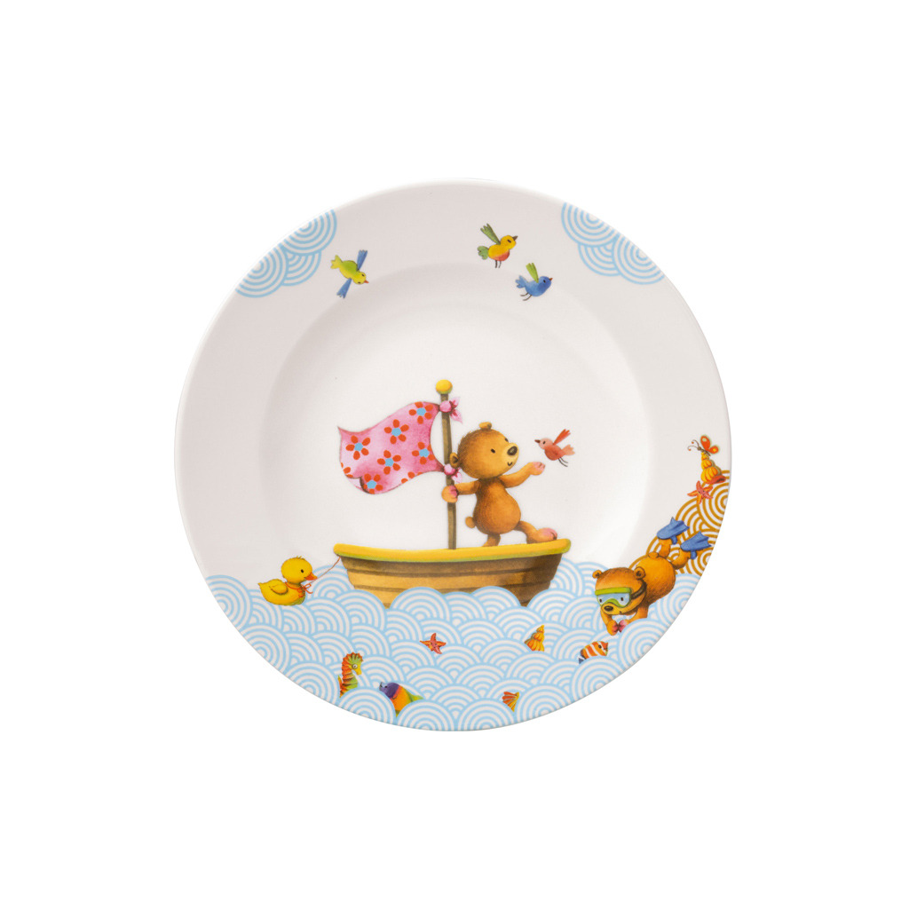 Happy as a Bear Assiette plate pour enfants 21,5x21,5x1,5cm