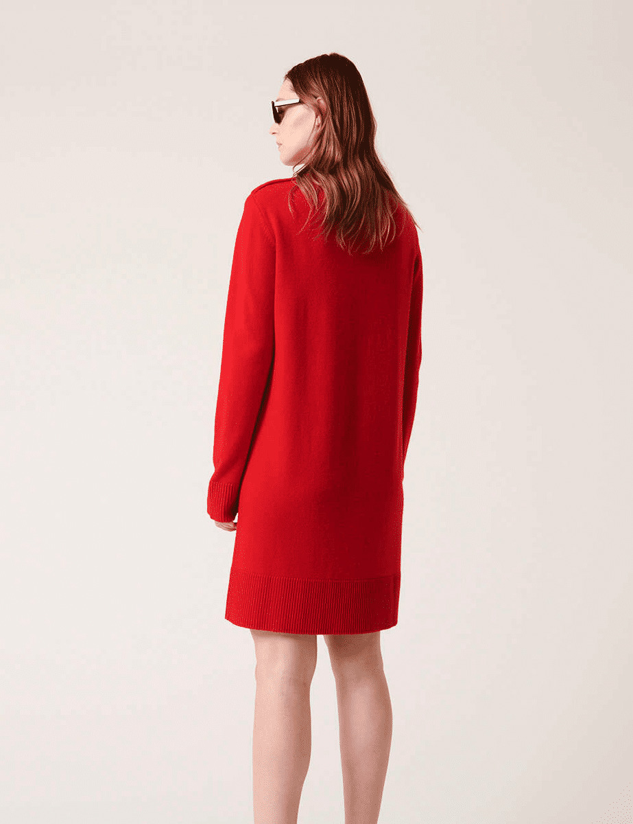 Robe Rhem-Robe pull à col montant zippé rouge