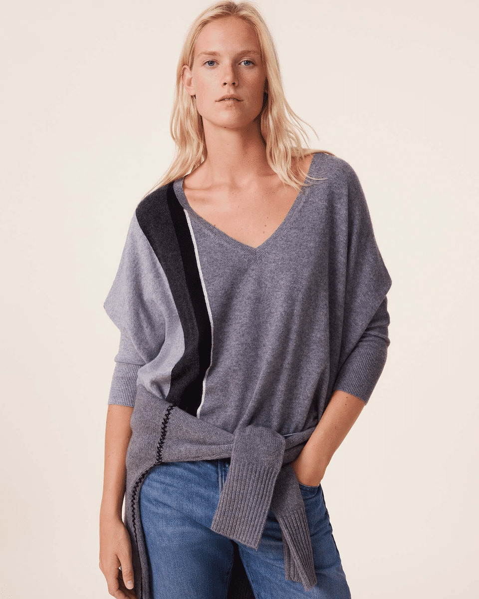 Pull Minie Cb Pull Cachemire Col V Oversize, 2 fils