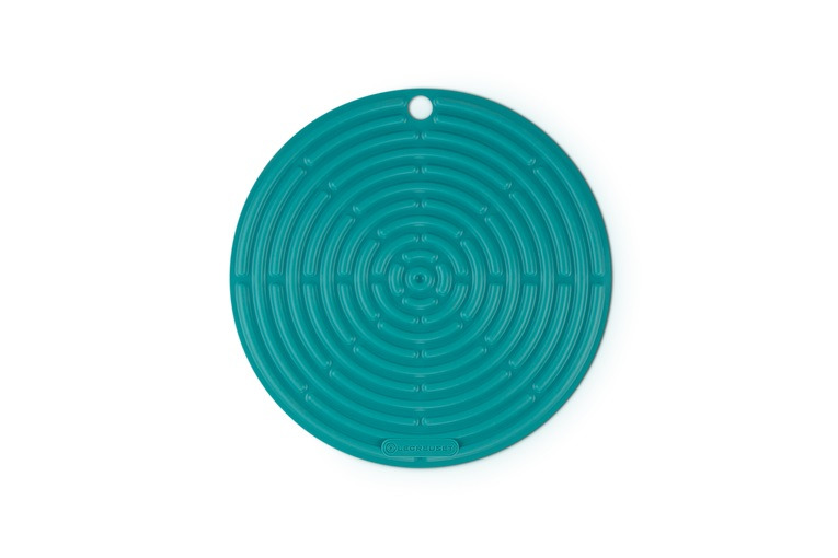 Dessous de plat rond 20cm en silicone bleu caraïbes