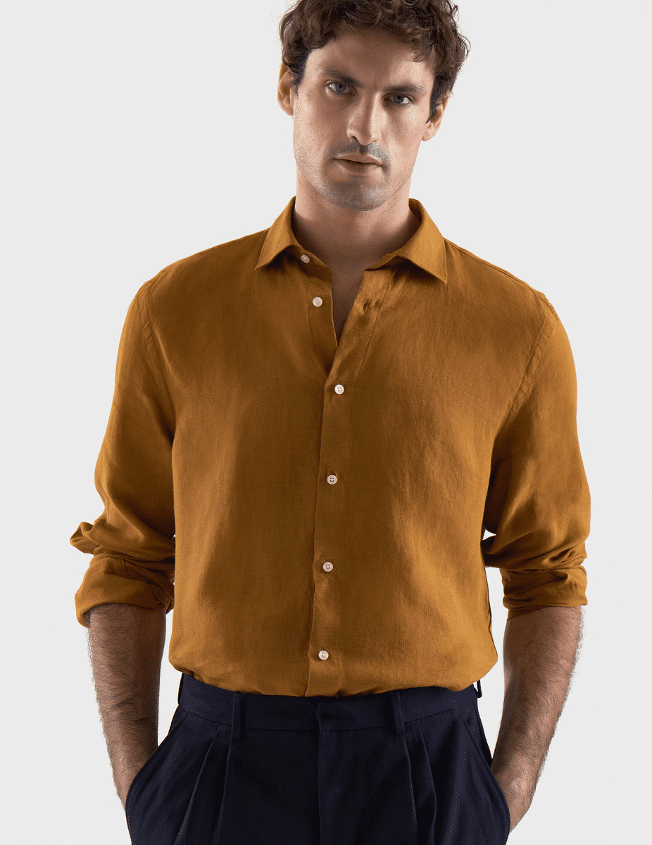 Chemise Auguste en lin camel