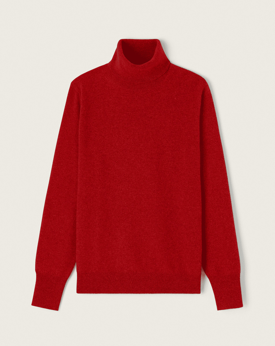 Pull col roulé classique - Homme - ROUGE COLLEGE