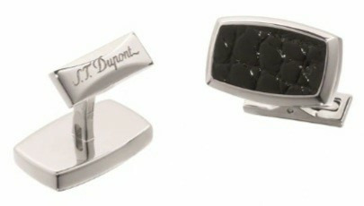 Boutons de manchettes Label alligator Noir/Palladium