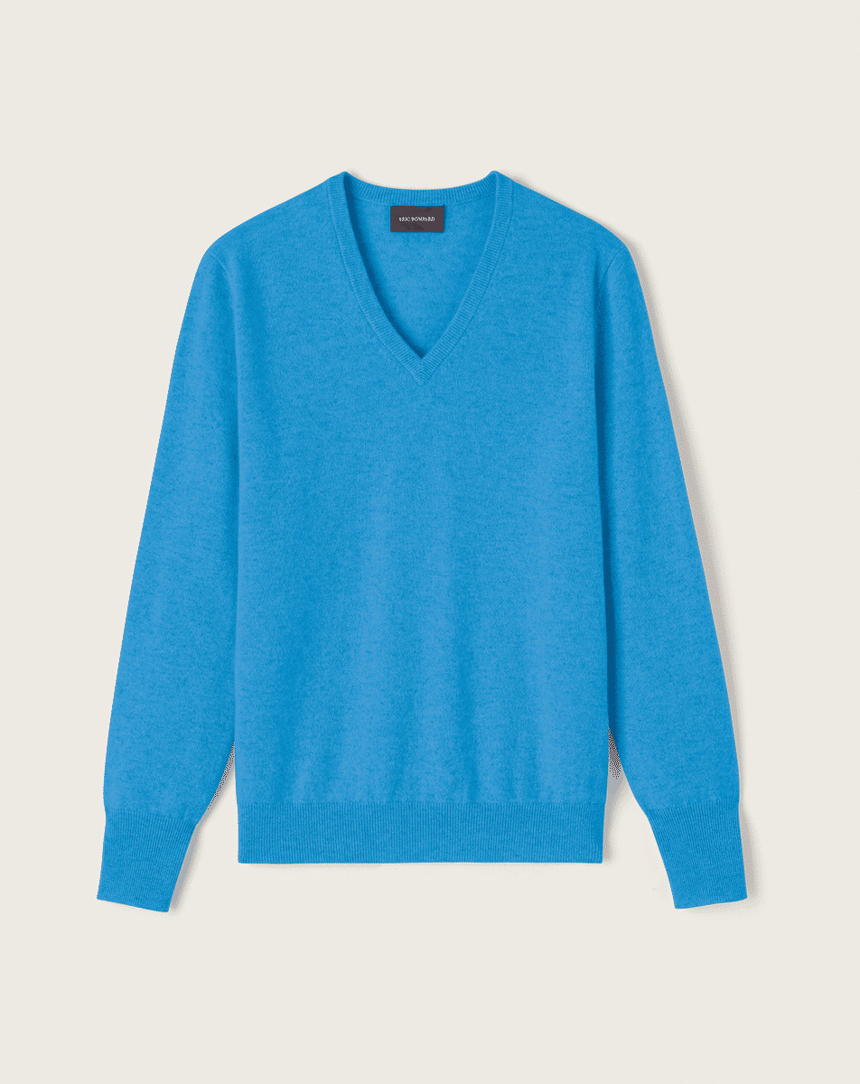 Pull col V classique - Homme - BLEU CIRQUE