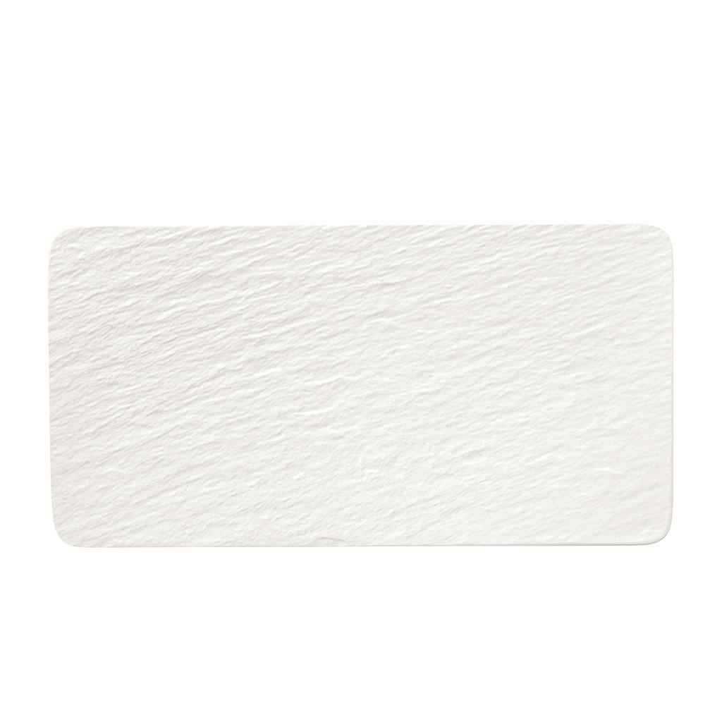 Manufacture - Plat rectangulaire, blanc, en porcelaine haut de gamme,  35 x 18 x 1,5 cm