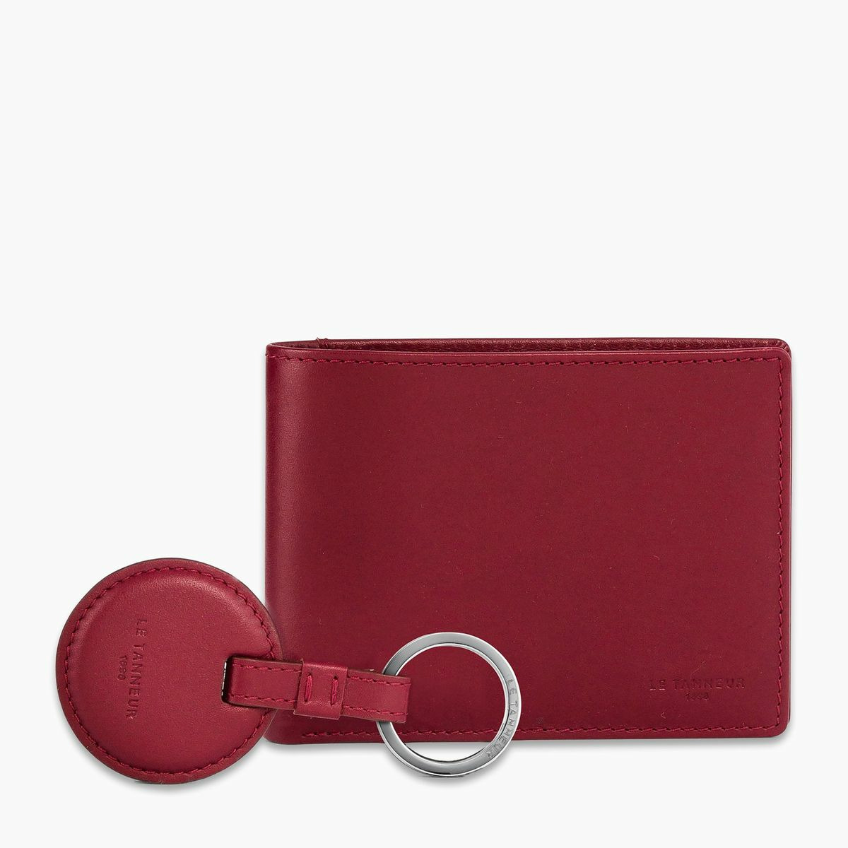 Coffret cadeau homme porte clés rond Charles en cuir grainé