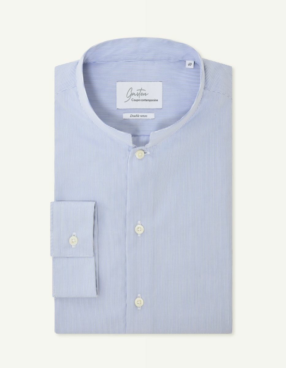 Chemise Gaston Contemporaine en popeline rayée bleue