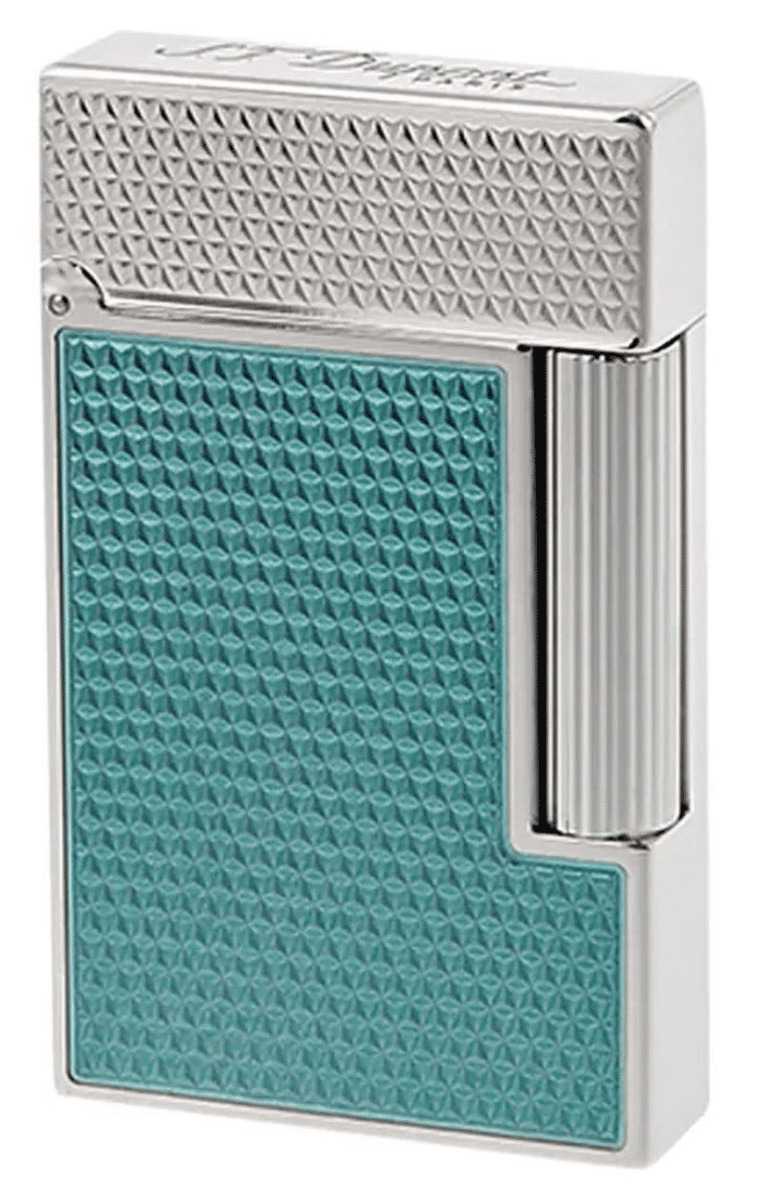 Briquet Ligne 2 Laque Turquoise et Palladium - guillochage sous laque