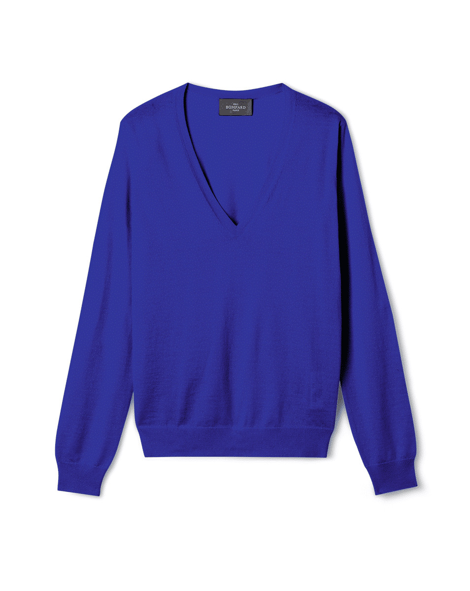 Pull col V ultrafin - Femme - BLEU DELPHINIUM