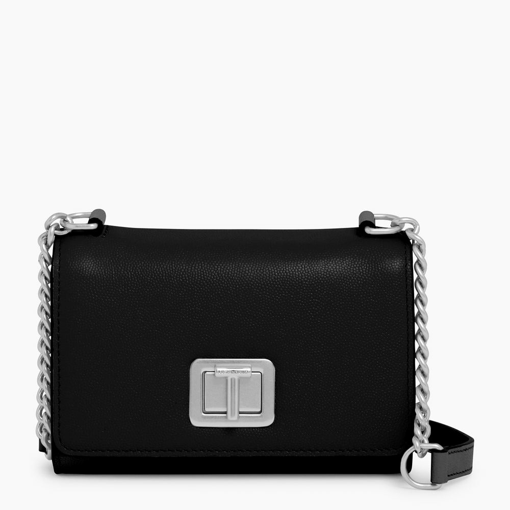 Mini sac bandoulière Eva en cuir grain caviar