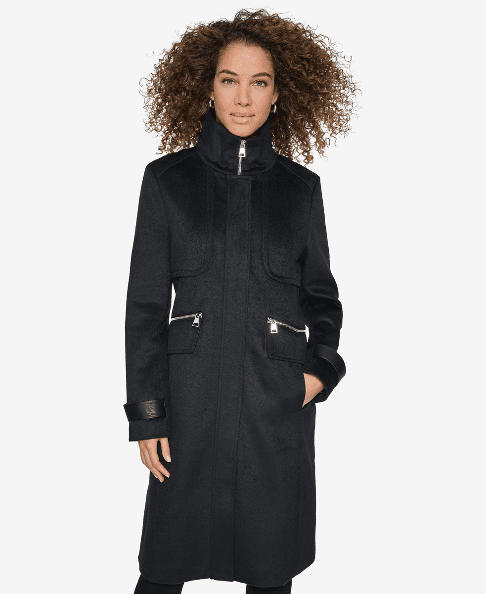 OFFICIER COAT WITH PU TRIM