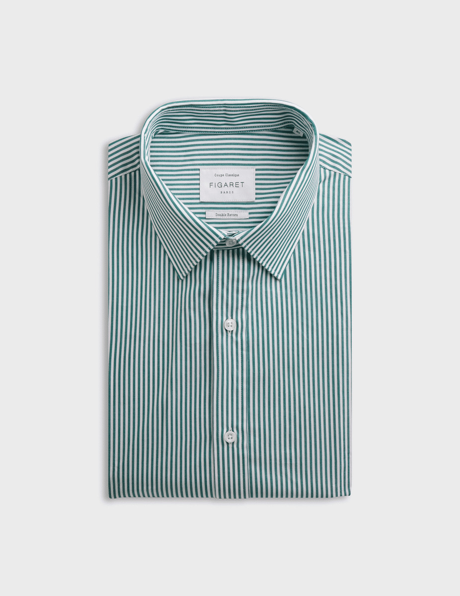 Chemise classique rayée verte