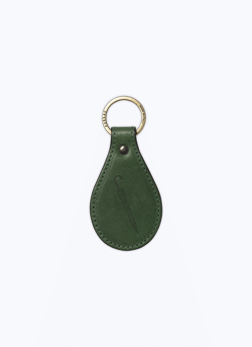 Porte-clés en cuir vert avec motif parapluie