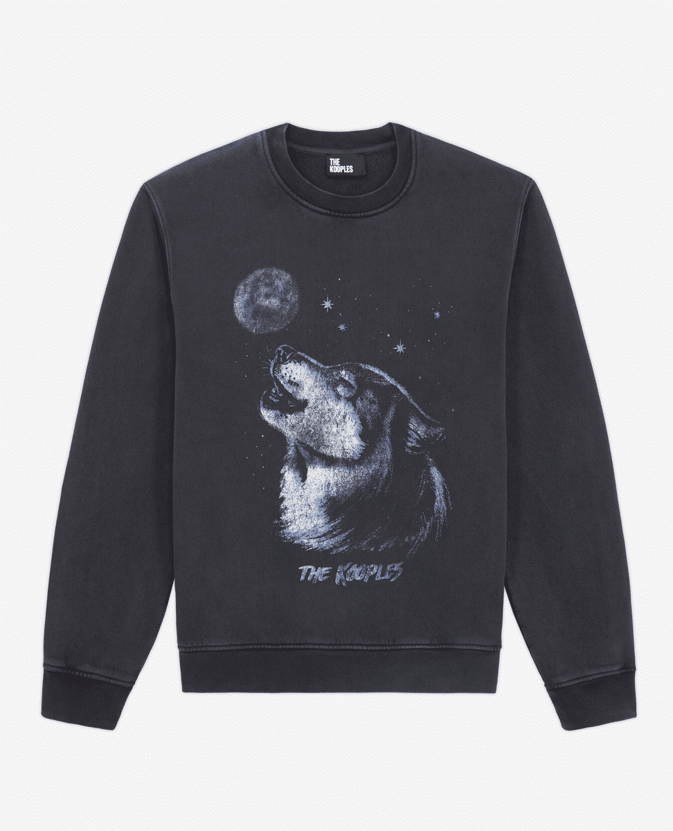 Sweat Wash Avec Print Loup Homme