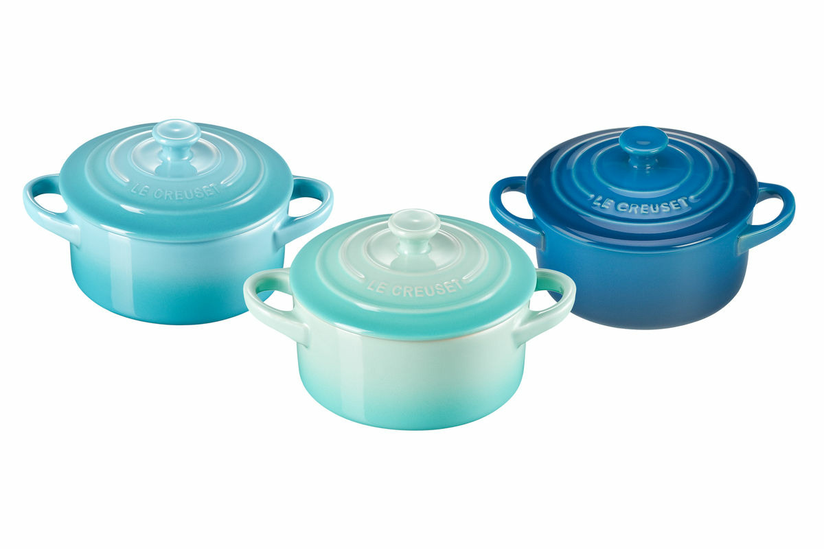 Set de 3 mini cocottes 250ml (bleu marseille, cool mint et bleu caraïbes)