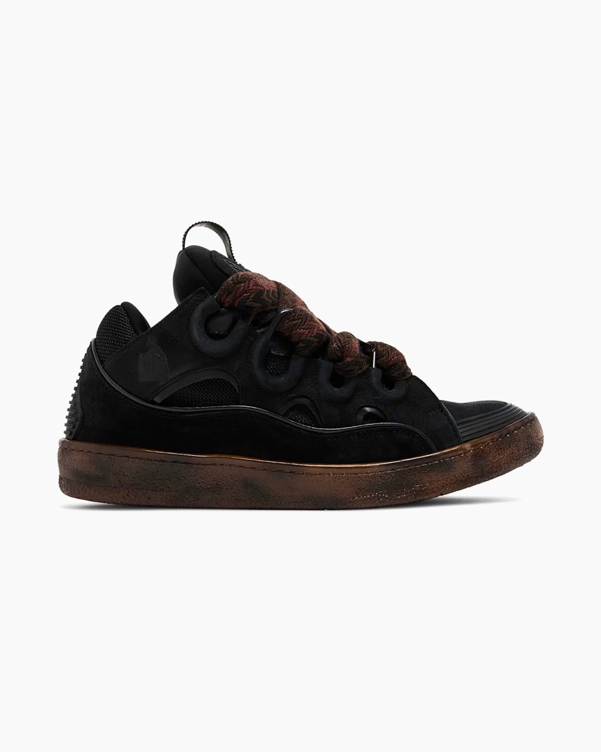 Lanvin Leather Curb Sneaker Dark Brown