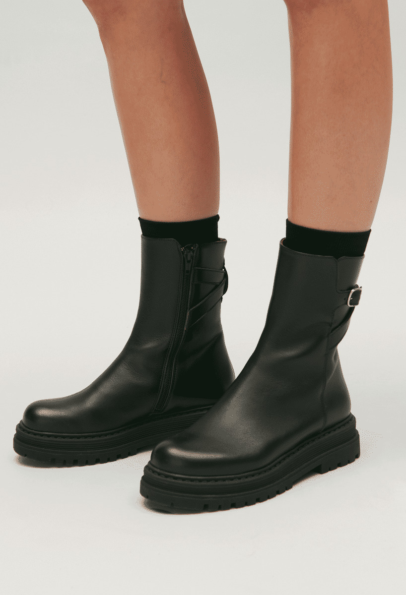 Bottines cuir noir