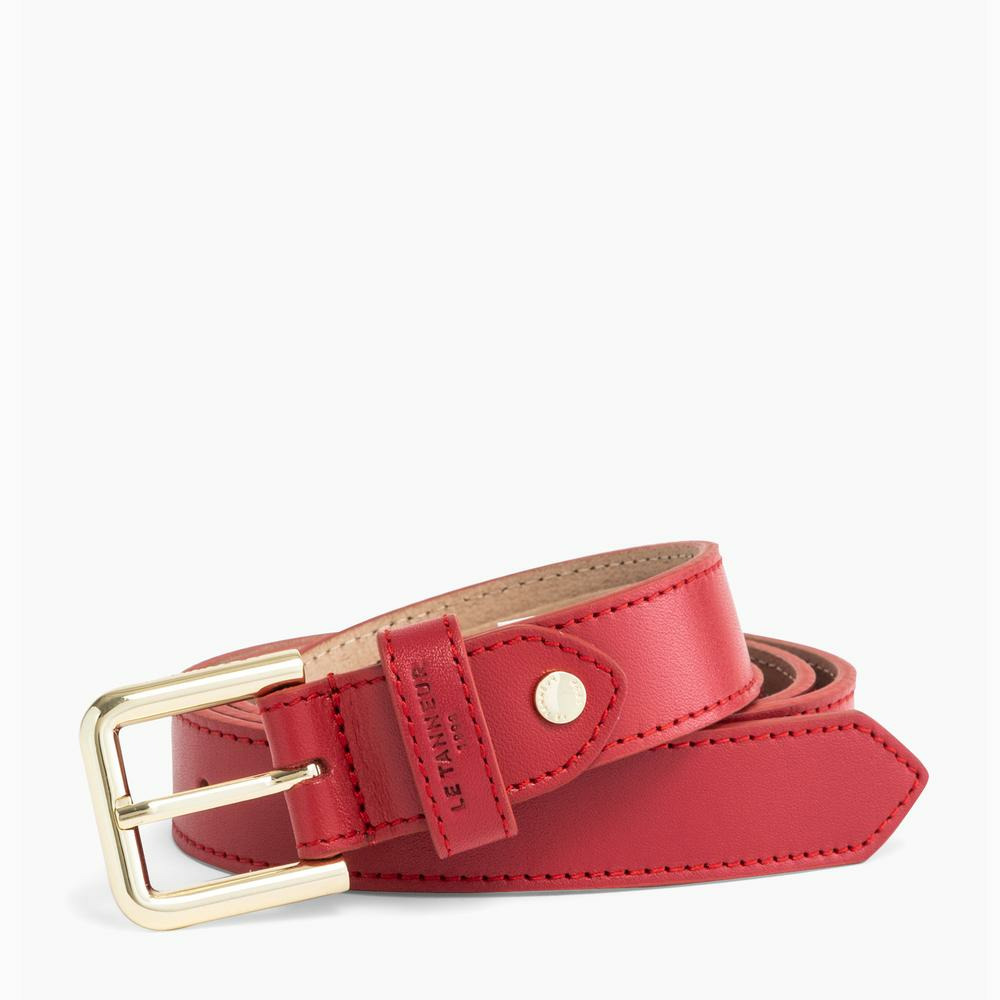 Ceinture femme avec boucle carrée en cuir lisse