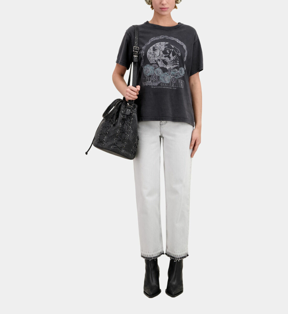 T-Shirt Manches Courtes Avec Print Skull And Roses Femme