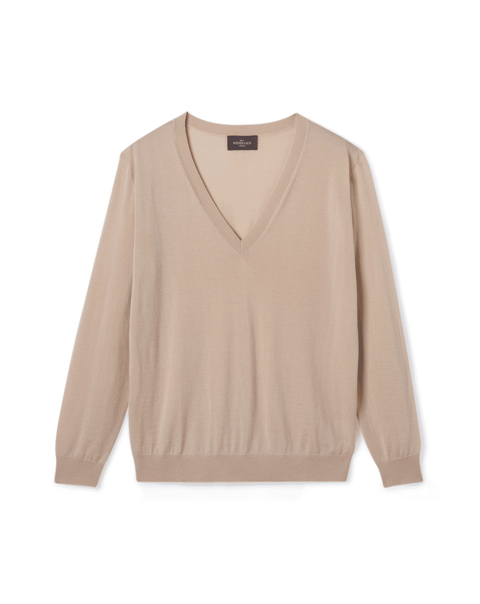 Pull V ample ultrafin - Femme - CAMOMILLE