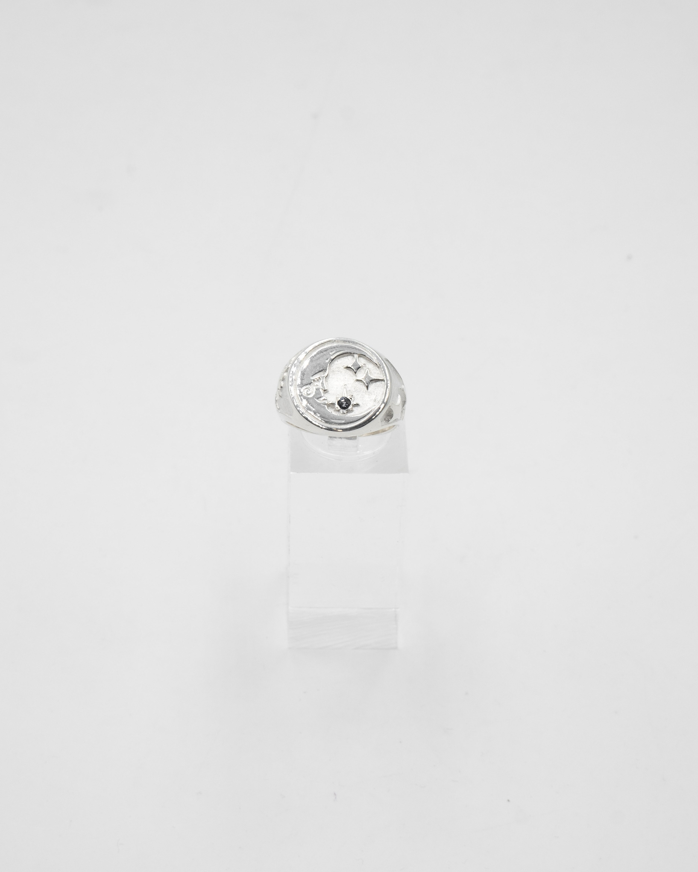 Blinggs Bague Moon - Argent 925 - Spinelle Bleu Saphir