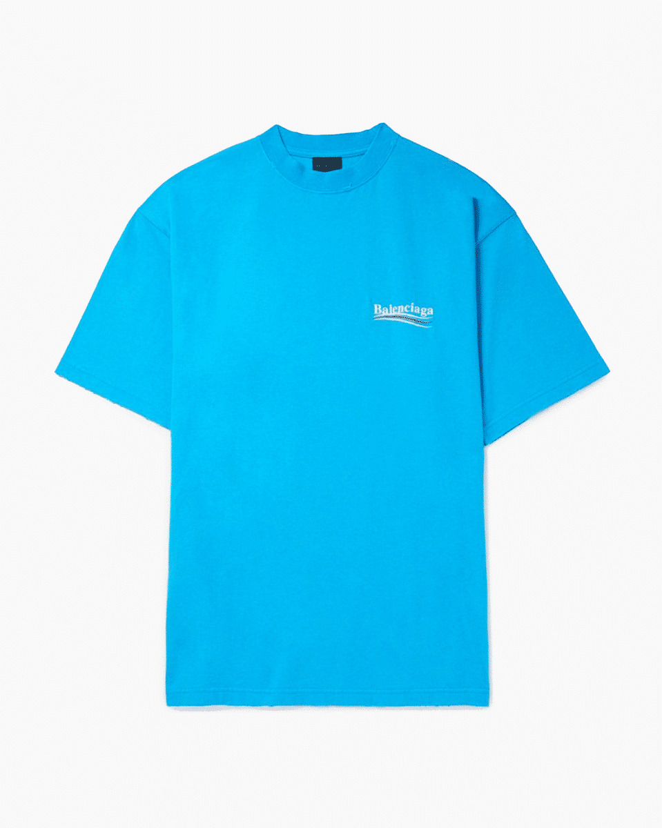 BALENCIAGA POLITICAL Wave Tee Blue