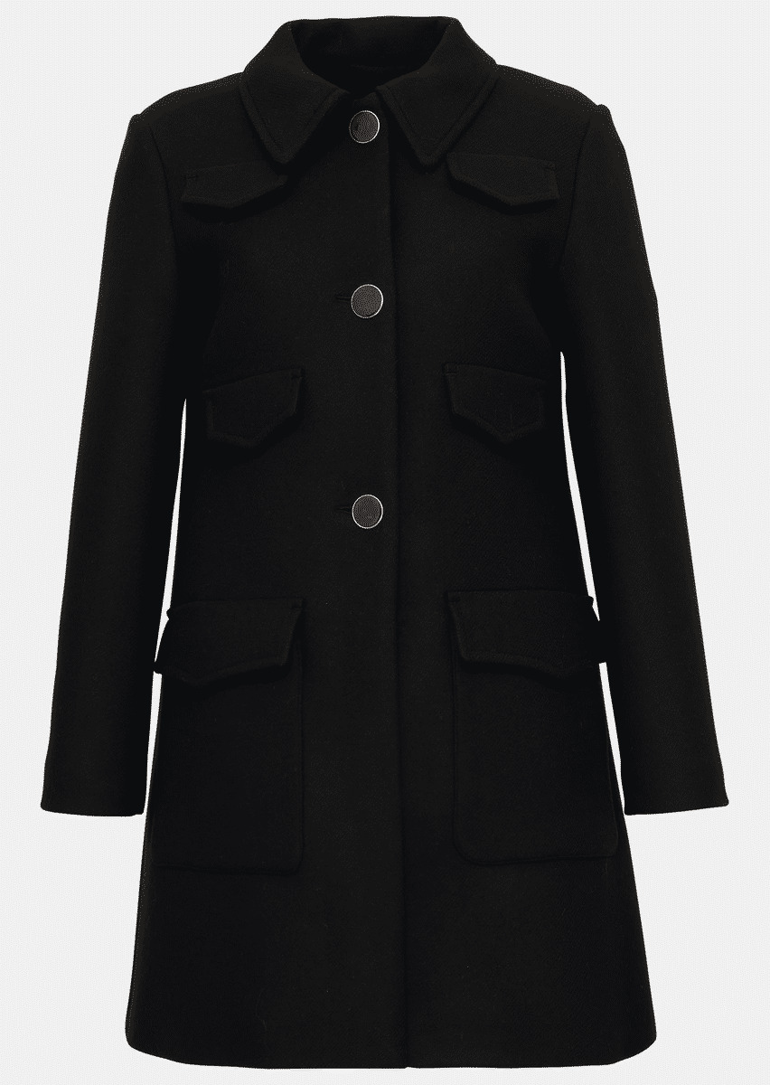 Manteau Marin-Noir en Laine