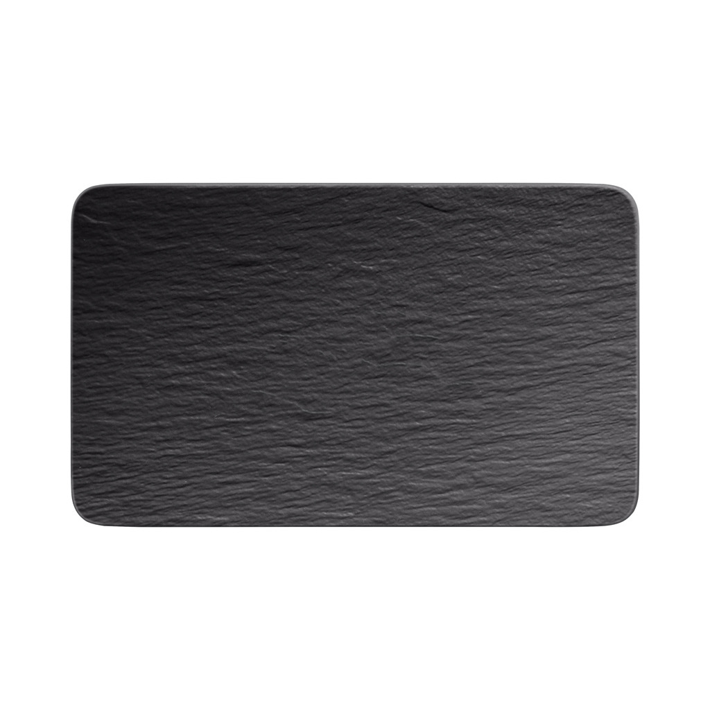 Manufacture Rock - Assiette de présentation rectangle, noire en porcelaine haut de gamme