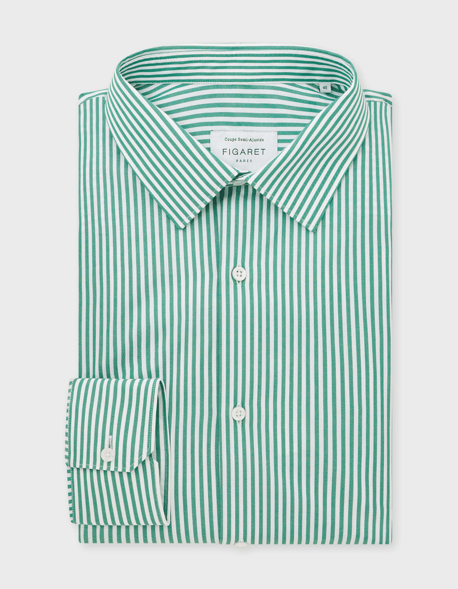 Chemise Semi-ajustée rayée verte