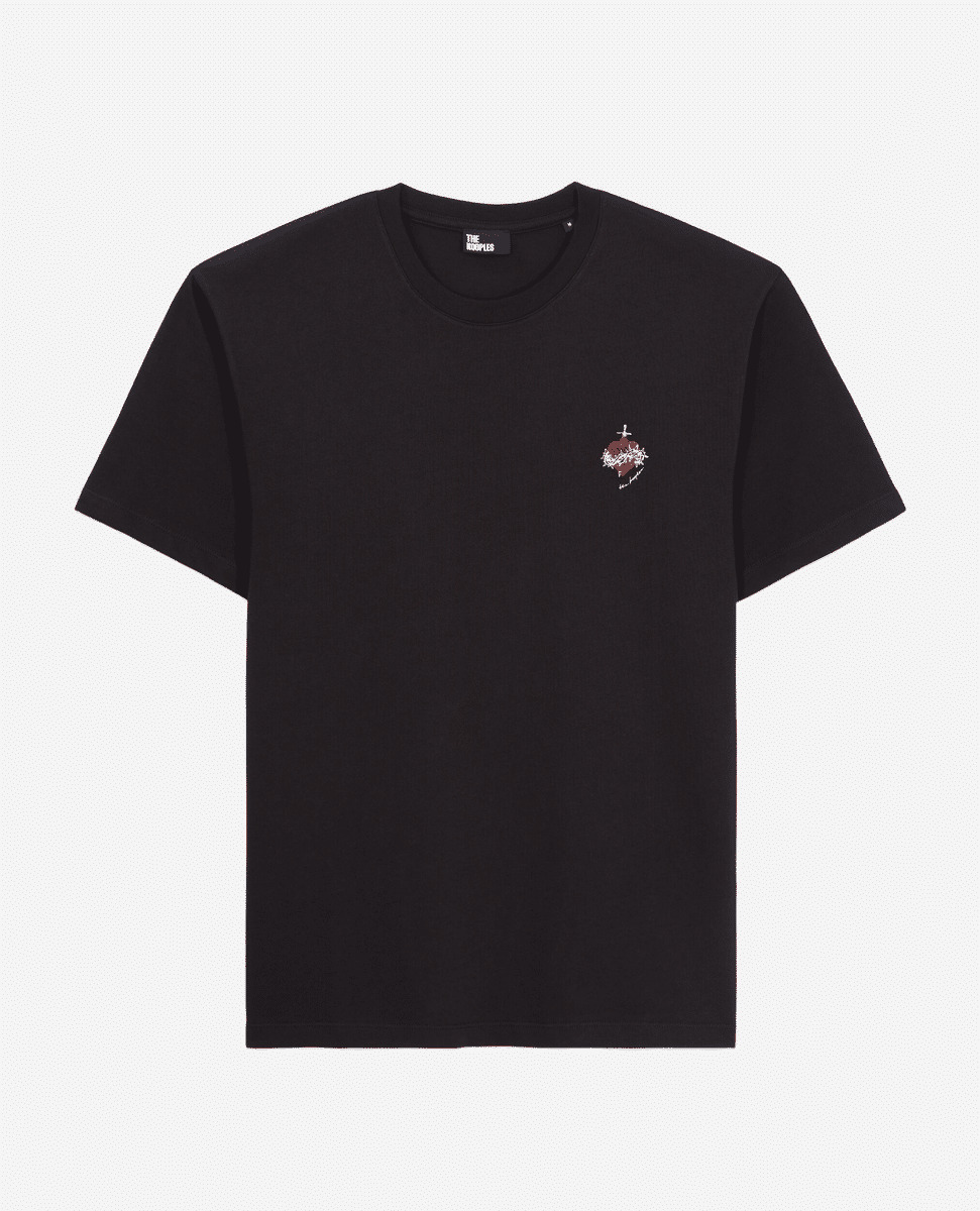 T-Shirt Noir Avec Broderie Dagger Through Heart Homme