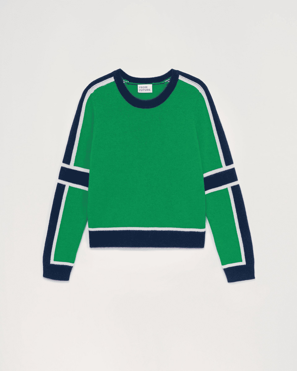 Pull Col Rond Bandes Tricolore