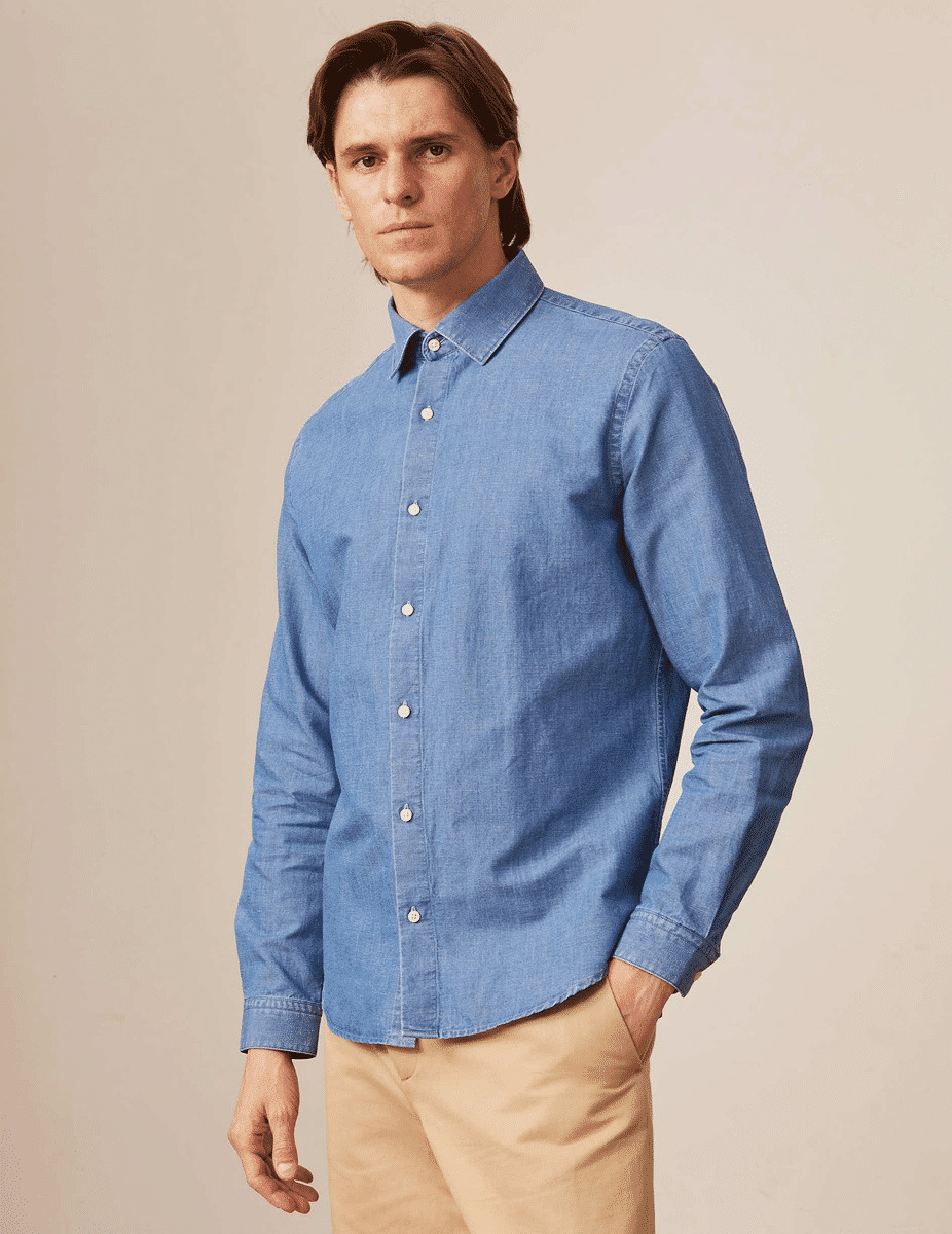 Chemise auguste en denim bleu