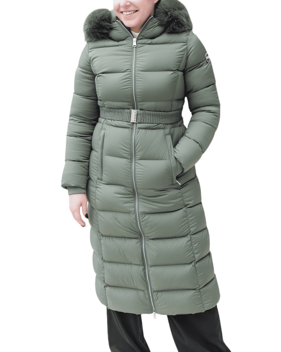 Veste longue pour femme avec capuche et fourrure