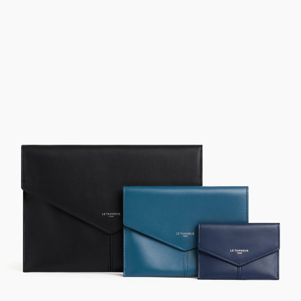 Trio de pochettes Charlotte en cuir lisse