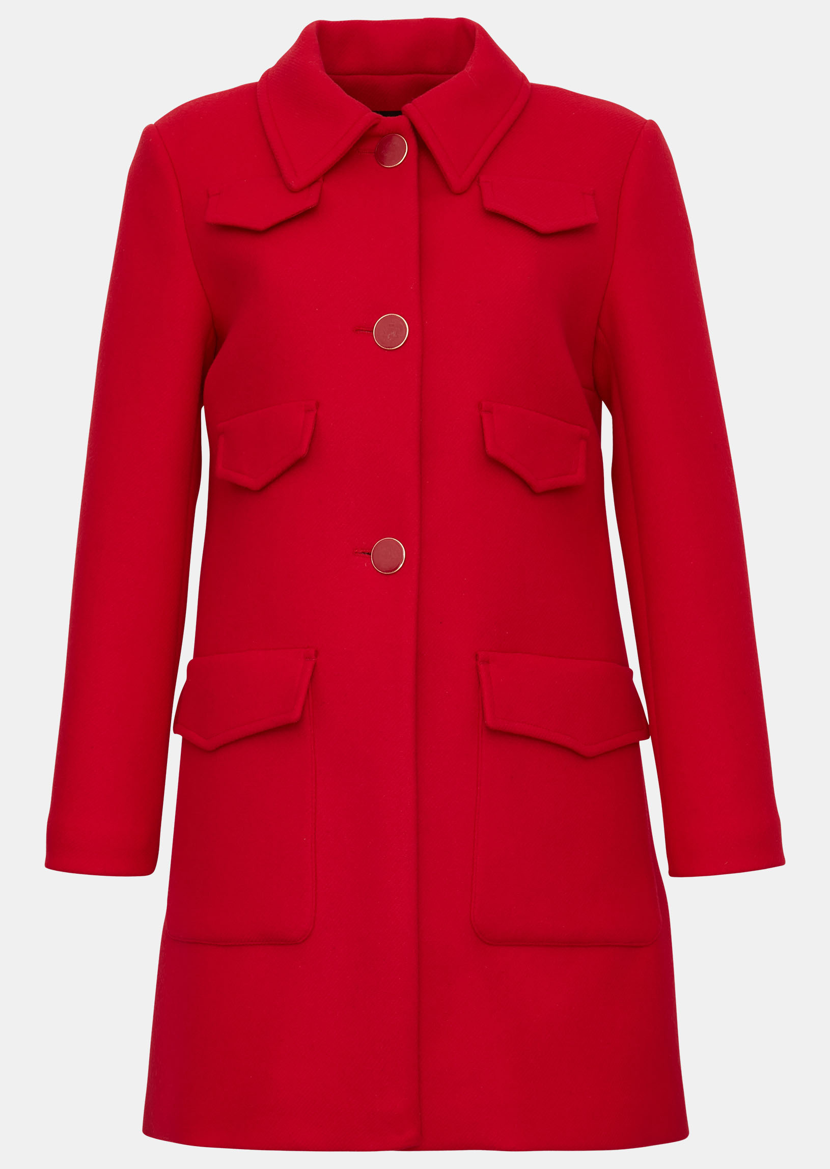 Manteau Marin-Rouge en Laine