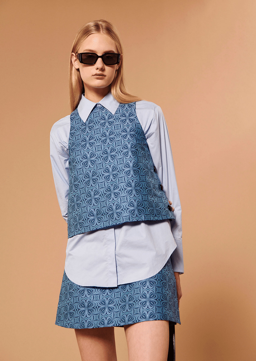 Top Taisa-bleu en jacquard