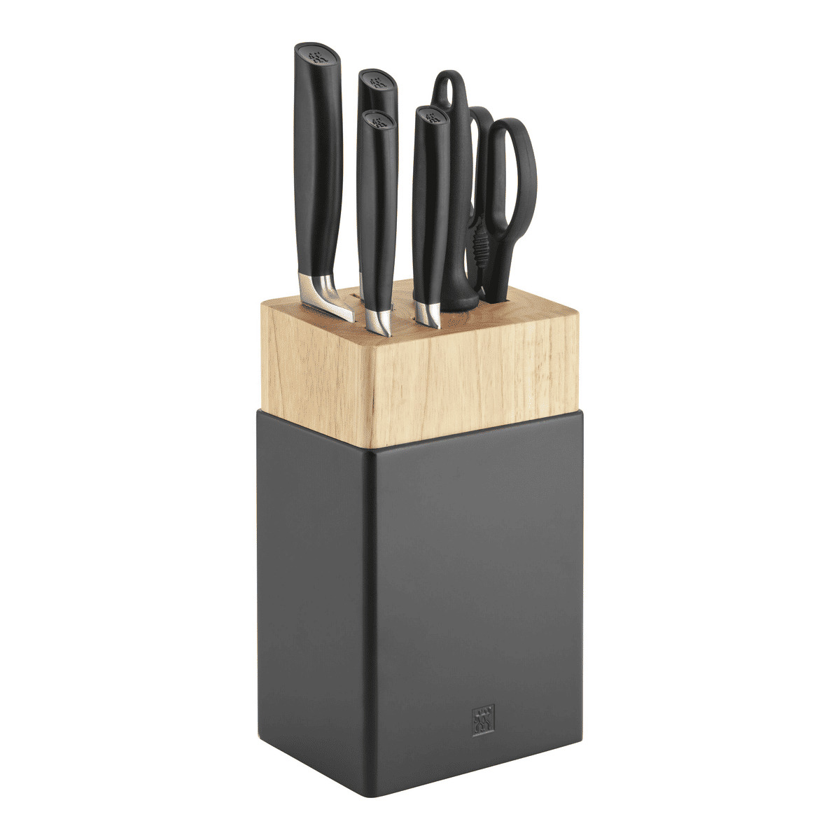 7-pcs, Bloc de couteaux, Noir, Noir