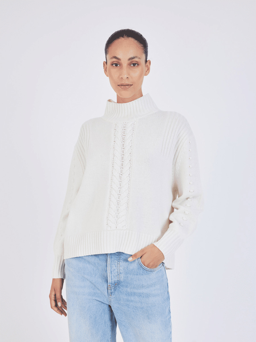 Pull col montant en laine Franek ECRU