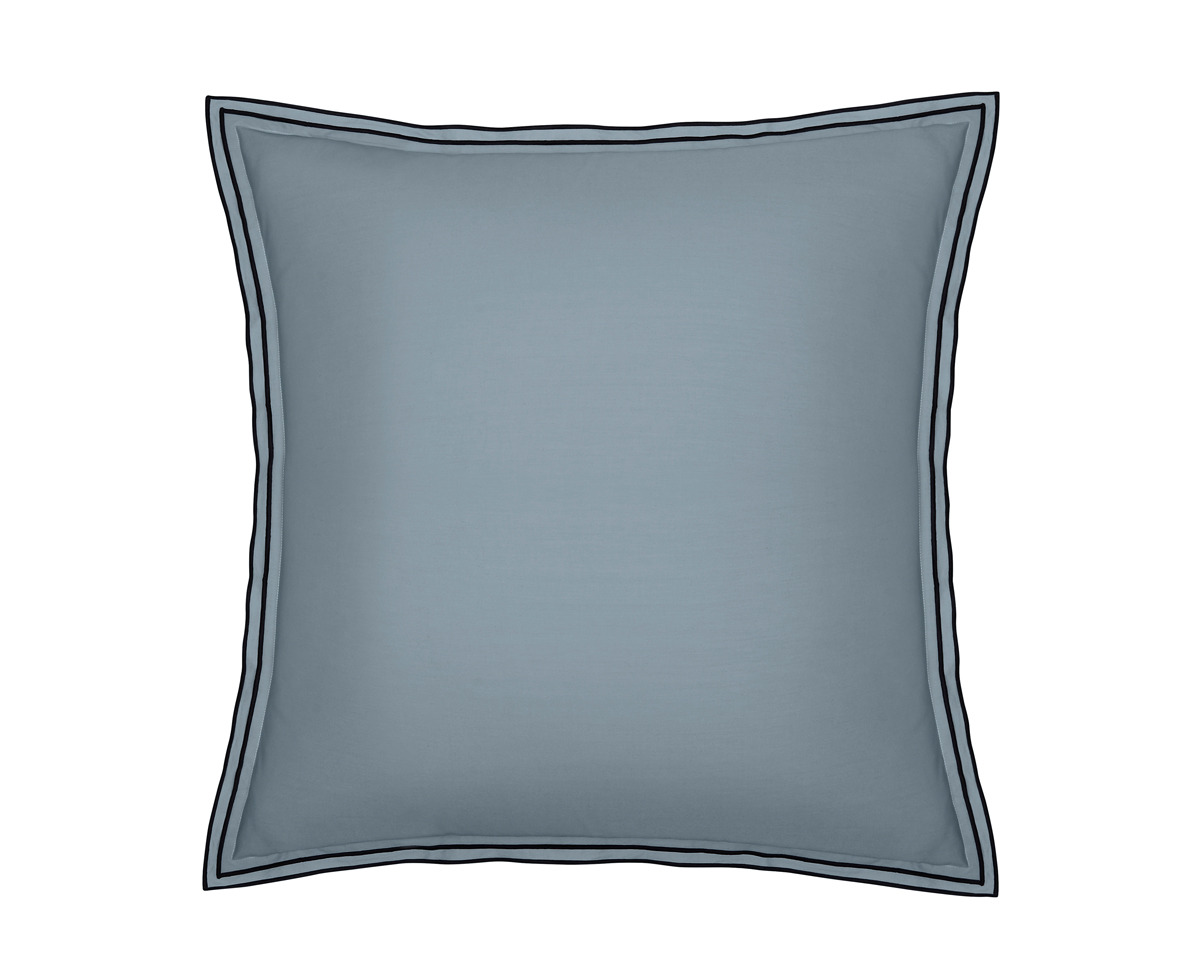 TAIE D'OREILLER | Pure White Percale Lavée - Blue - Finition Black