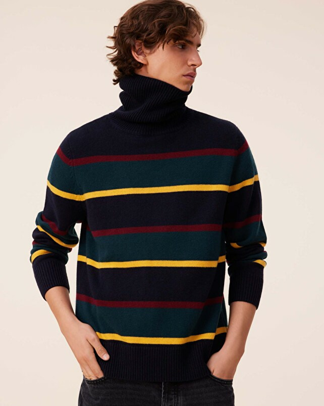 Pull Hugo Pull Col Roule Rayé Cachemire Intarsia, 6 fils