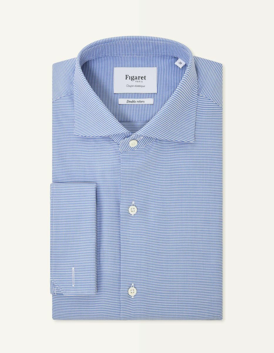 Chemise Classique en façonné faux-uni marine