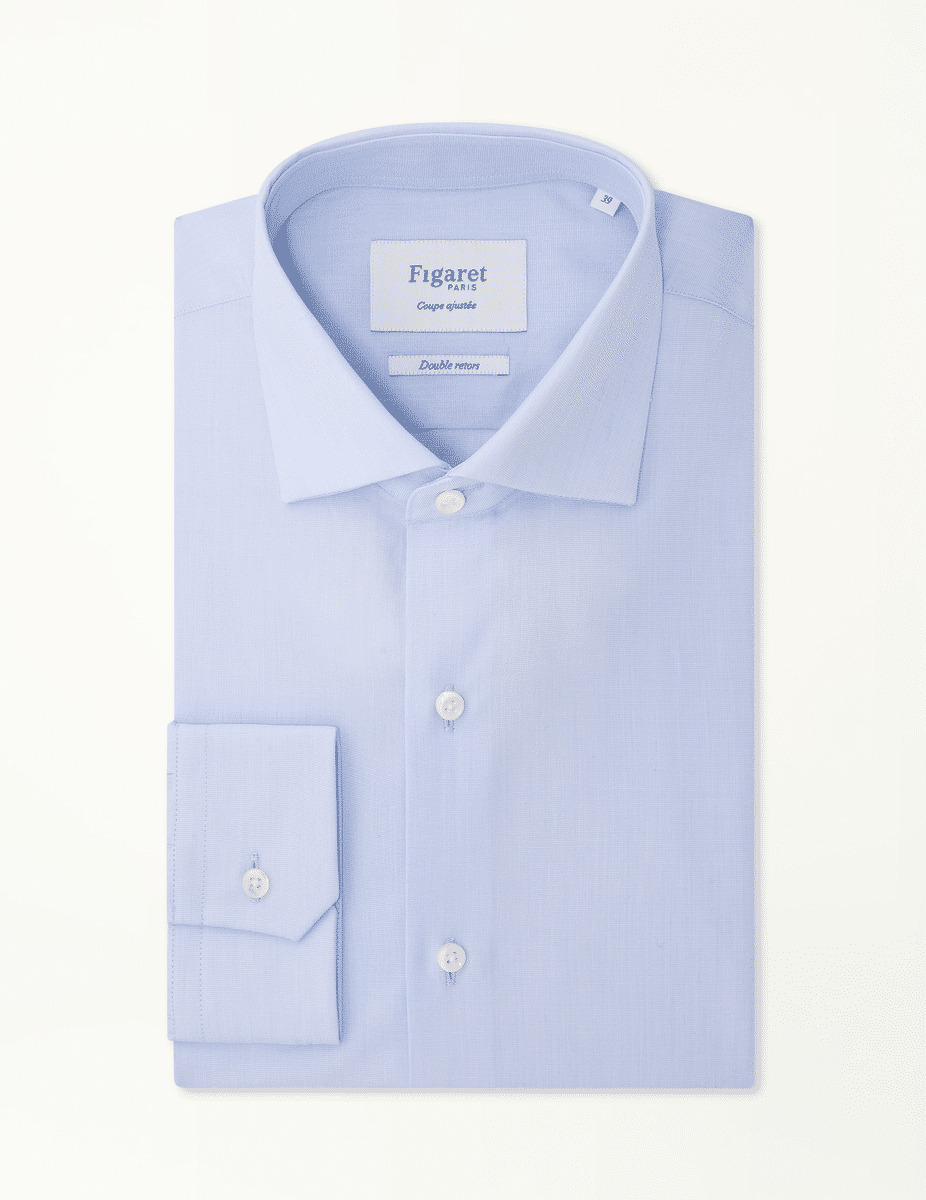 Chemise Ajustée en fil-à-fil bleu